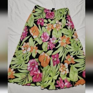 DFA Women's Size small green tropical ankle skirt #C23